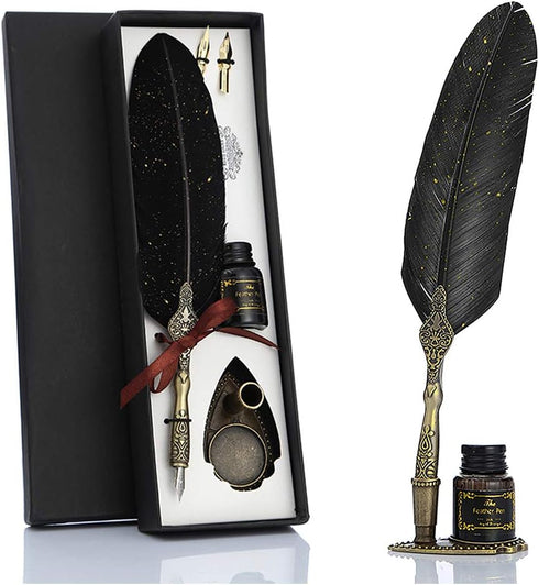 Vintage Carving Feather Pen Set